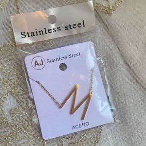 Stainless Steel Gold Letter M Necklace Holiday Gift